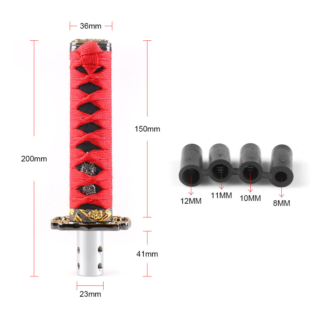 Red&Black 15cm Samurai Sword Gear Shift Knob Shifter Katana Metal+