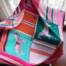 Classic Silk Horse Print Pashmina Soft Square Beach Wraps Casual Bandana Scarf