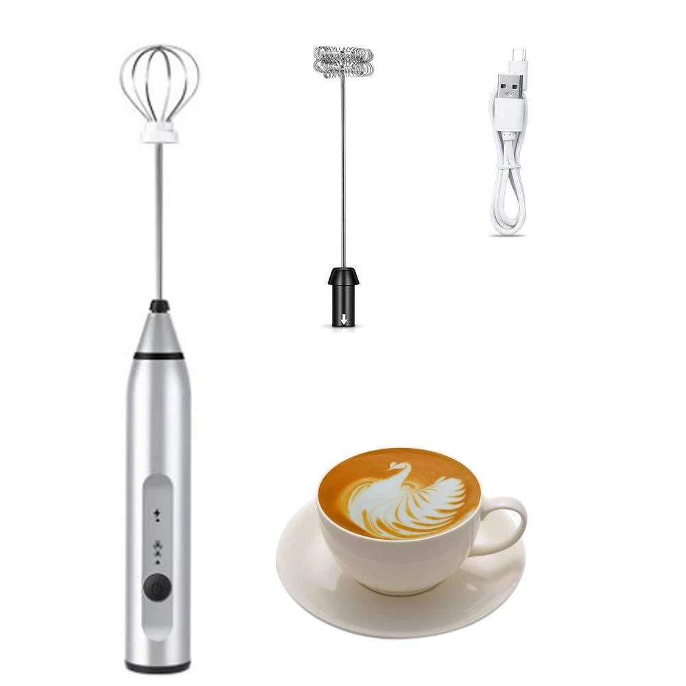 Milk Frother with Double Whisks, USB Rechargeable Foam Maker, 2 in 1 Hand-hel...