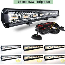 LED Strobe Light Bar White/Amber Dual Color 23inch 6 Modes Offroad Driving Light