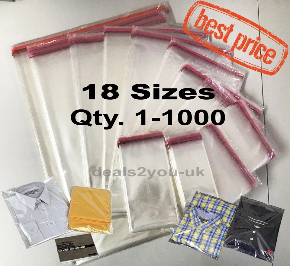 CLEAR CELLOPHANE BAGS SELF SEAL SMALL LARGE CELLO GIFT SWEET PARTY FOR CARDS WAX