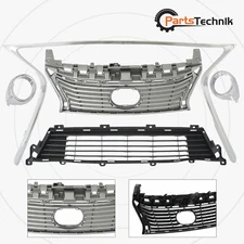 For Lexus ES350 ES300H 2013-2015 Front Grille Trims & Fog Light Ring Chrome Set