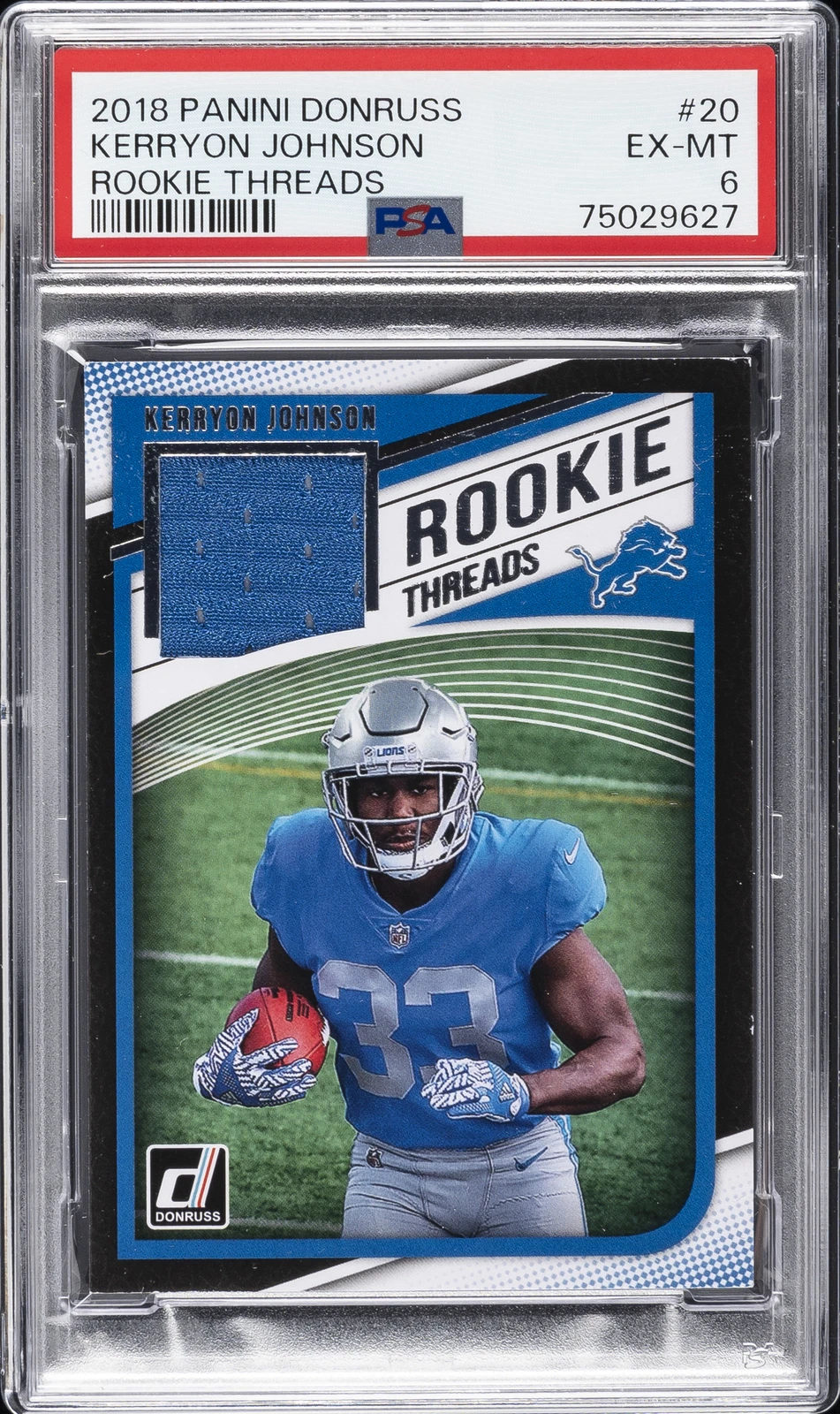 Kerryon Johnson Panini Donruss Rookie Threads #20 Base