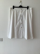 Cotton Traders Ladies Fully Lined White Broderie Skirt Button Front Size 20 BNWT