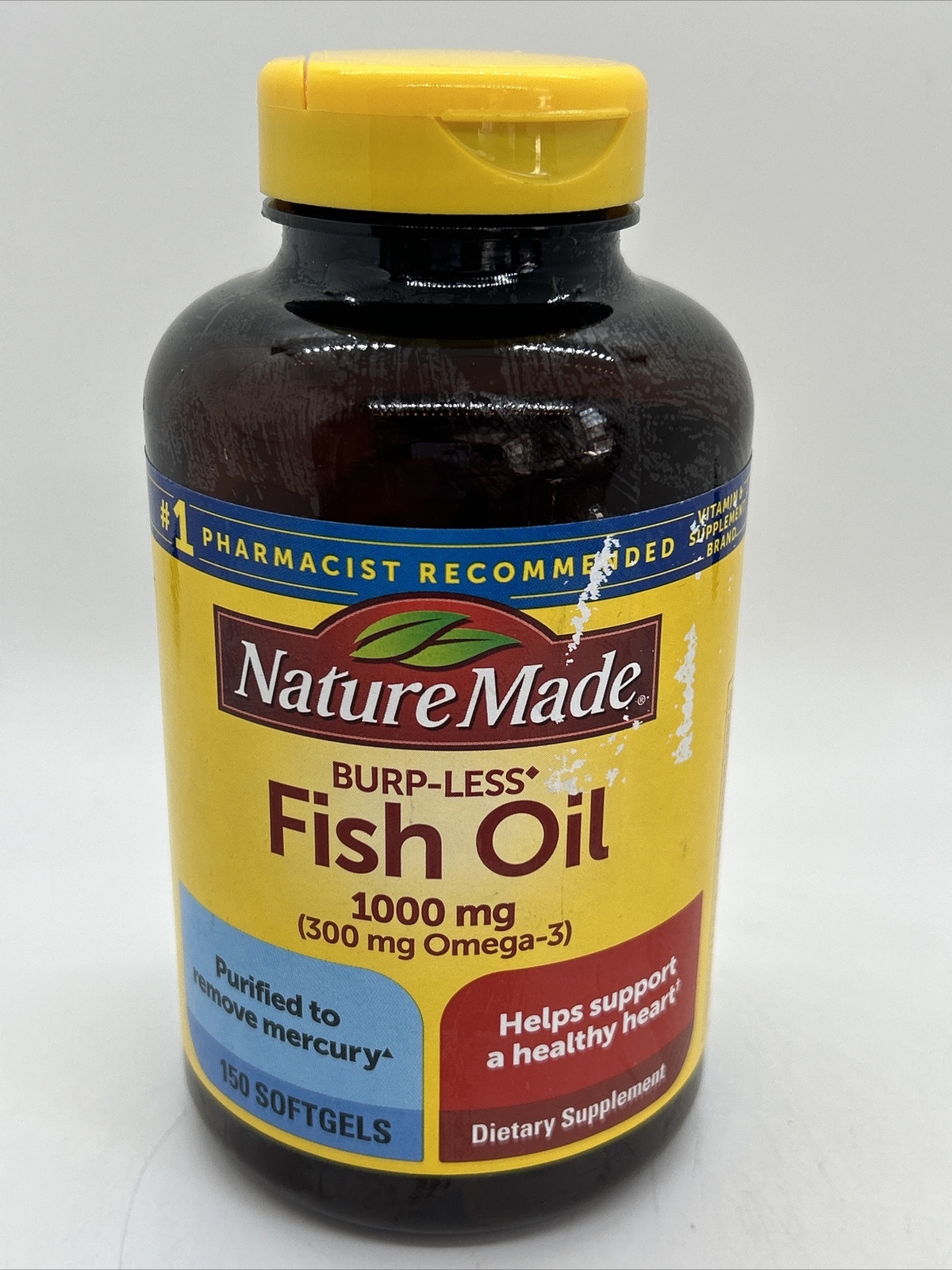 Nature Made Fish Oil BurpLess 1,000 mg 150 Sgels Exp 9/24