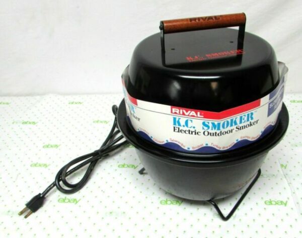 Vintage KC Smoker Rival Electric BBQ Outdoor Black Model 5820