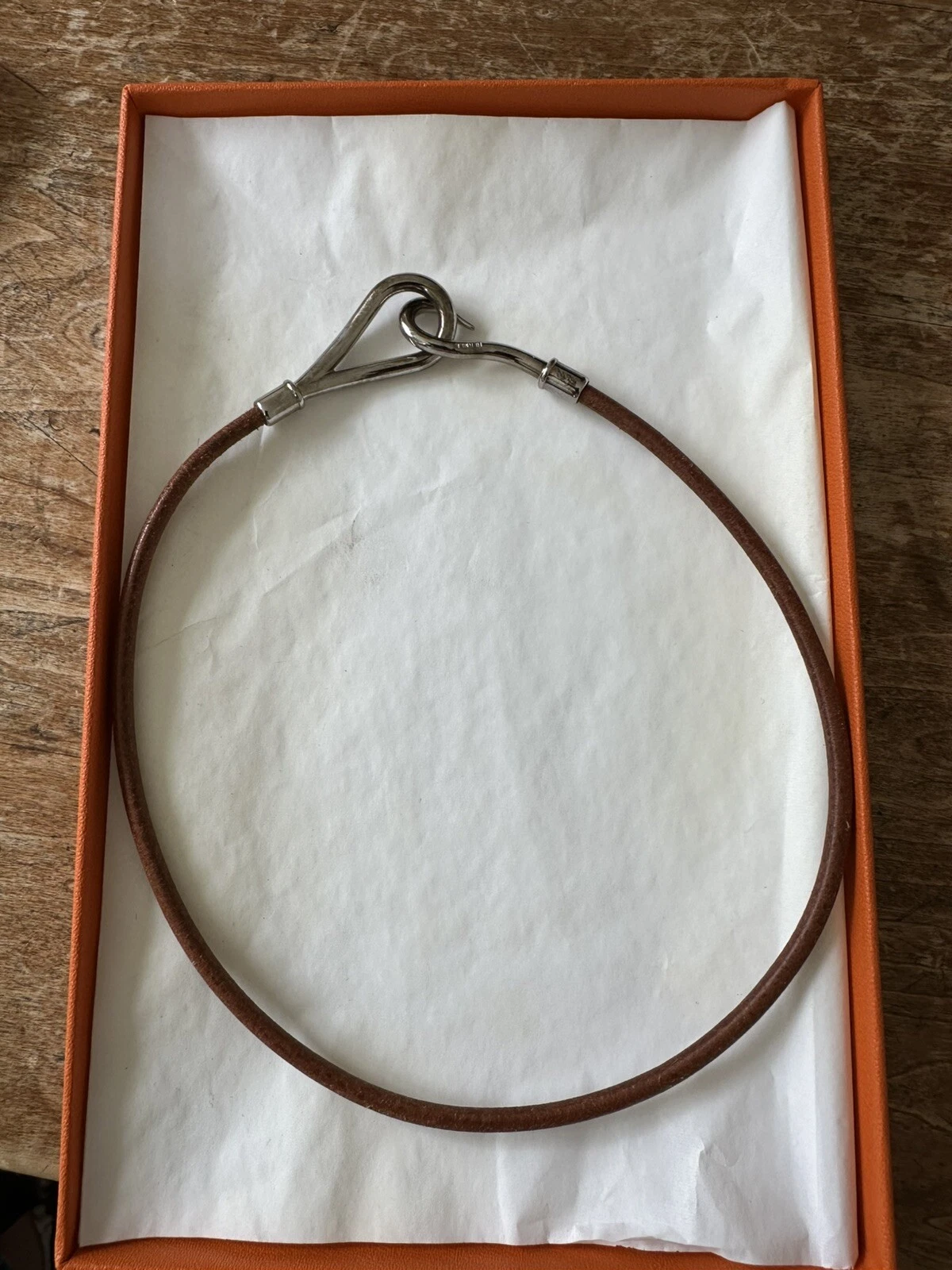 HERMÈS Hermes Bracciale Doppio Pelle Girocollo Jumbo Tono Marrone Gancio