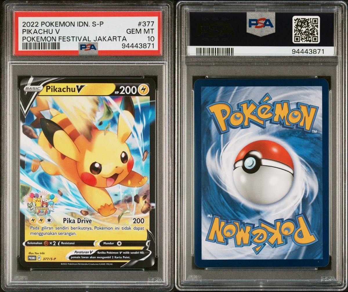 PSA 10 GEM MINT Pikachu V 377/S-P Indonesian Festival PSA 10 GEM MINT Pikachu V 377/S-P Indonesian Festival