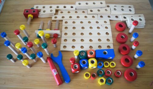 GOOD 85+ Piece Wood Creative Learning Construction Set Kids Playing Building - Picture 1 of 6