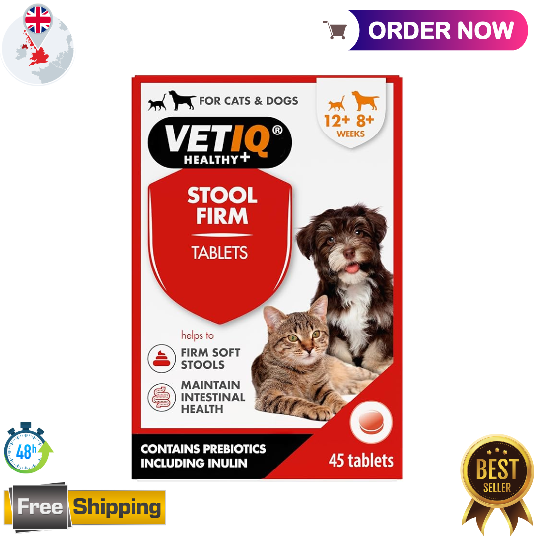 VetIQ Stool Firm Loose Stool Aid, 45 Tablets, Pet Remedy to Stop
