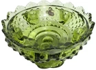 Vintage Fenton Art Glass Candle Bowl # 3872 Hobnail Green 3 5/8" T  6 1/2" D