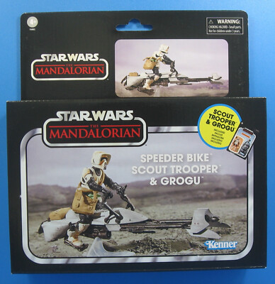 Star Wars Speeder Bike Scout Trooper Grogu 3,75'' Figur 2023 Vintage Mandalorian