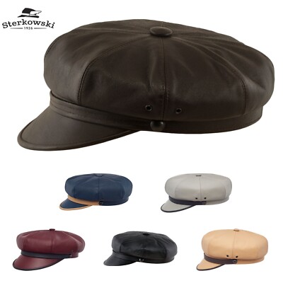 Sterkowski HARLEY Natural Leather Motorcyclist Hat Retro Biker Chopper Vintage