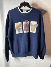 Jerzees Vintage sweatshirt Grandma core quilt patch granny sweater Size L