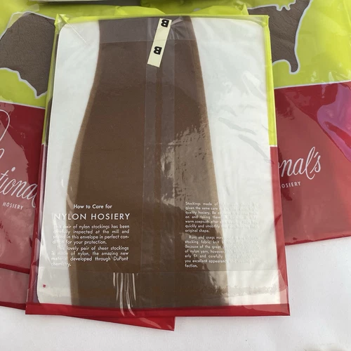 NOS Vtg 6 Pair National's Guaranteed Hosiery Thigh-Hi Nylons Stockings Size B - Picture 4 of 6