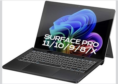 Bluetooth Keyboard w/ Touchpad for Surface Pro 11 10 9 8 X 13'' Backlit Black