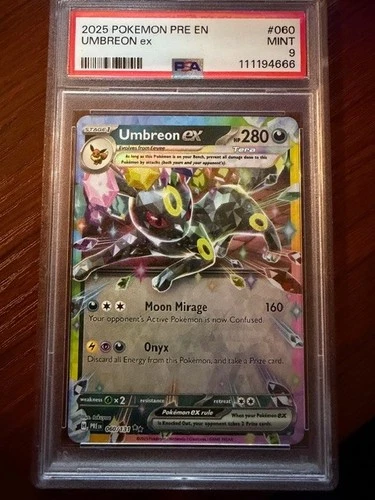 2025 POKEMON PRE EN-PRISMATIC EVOLUTIONS #060 UMBREON EX PSA 9