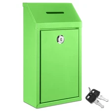 Metal Donation Cash Box Collection Safe Suggestion Box with Lock Wall Mounted...