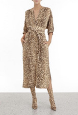 Zimmermann Espionage Belted Leopard Print Silk Sheath Dress Size 2 AU 12 US 8