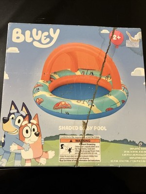 NIB Bluey (Bestway Inflatables) Shaded Baby Pool, 2+, 7 gal Water Capacity, Kids