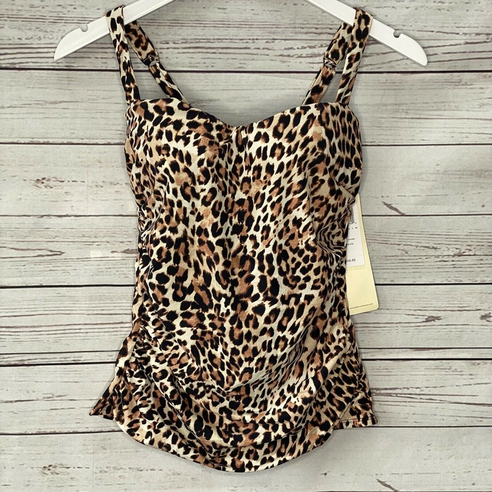 Profile Gottex Leopard Wild Thing Underwire Tankini Swim Top Size 32D Slimming - Image 2 of 4