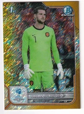 2022 Bowman Chrome Road to UEFA U21 Euros Gold Shimmer #34 Fabian De Keijzer /50
