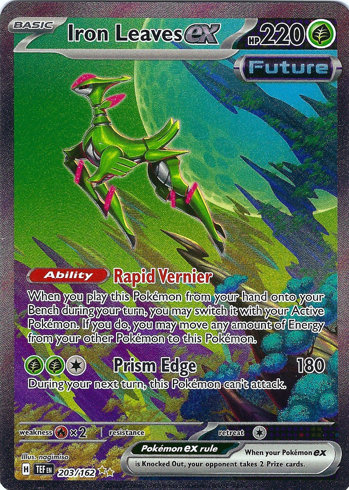 Pokémon TCG - Iron Leaves ex 203/162 SV05: Temporal Forces Holo - NM