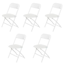 6 PACK Commercial White Plastic Folding Chairs Stackable Wedding Party Seats