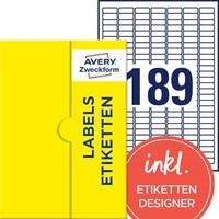 Avery Zweckform P4911-10 Wetterfeste Folienetiketten 1890 Stk. A4 25.4X10Mm