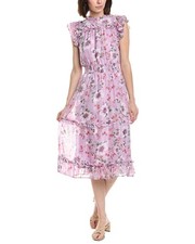 Cece Flutter Sleeve Smocked Waist Midi Dress Women's