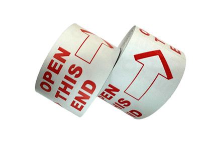 2x4 Open This End Arrow Labels White/Red This Side Up Mailing Stickers (600)