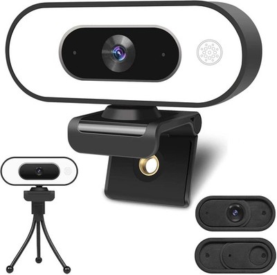 Webcam with Ring Light Microphone - Streaming Web Camera, 1080P Full HD Pro C...