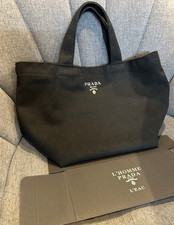 2025 Prada Black Soft Canvas Cosmetics Bag Beauty Handle Tote VIP Gift - NIB