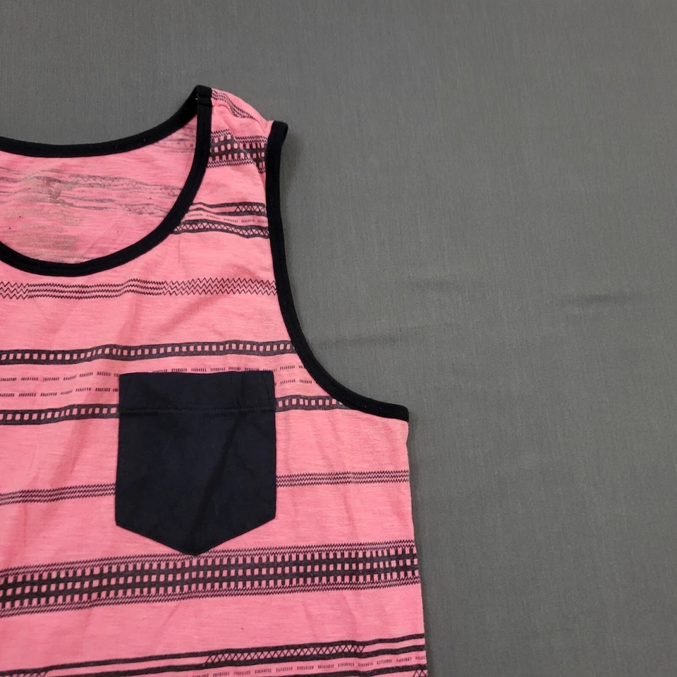 Faded Glory Shirt Mens M Sleeveless Tank Pocket Knit Pullover Striped Pink * - Image 3 of 4