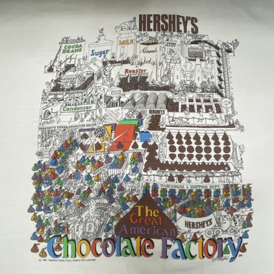 VTG 1991 Hershey Chocolate Factory T-Shirt Men s XL Cream Single Stitch NOS