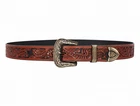Black Tooled Leather Western Belt, Engraved Silver Buckle, Handmade Cowboy Belt