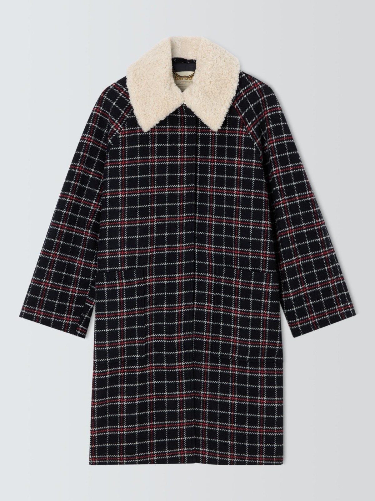 BNWT Barbour Tomorrow's Archive Cartmel Check Wool Coat, Navy/Red Sz:M RRP:£389 image 4