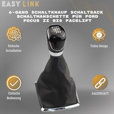 Schaltsack mit Schaltknauf Schalthebel Für Ford Focus II Fiesta VI 6-Gang NEUF!
