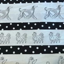 Paris Pups Black White Dogs Border Stripe Polka Dot Michael Miller 2 Yards