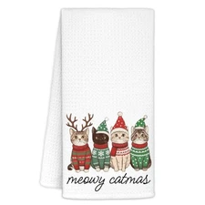 Christmas Tabby Cat Kitchen Towels 16x24 Inch Lovers Gifts Hand for Bathroom