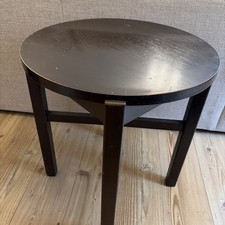 Dark Wood Round Side Table 62cm Tall 55cm Diameter Coffee Lamp Table