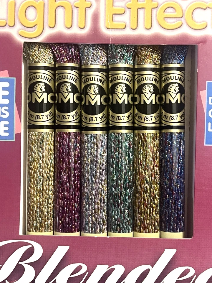 DMC LIGHT EFFECTS BLENDED FAVORITES- 6 SIX STRAND SKEINS 8.7 YARDS EA. + DESIGNS - Image 2 of 3