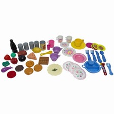 Vintage 90s Kids Play Pretend Food Lot Kitchen Accessories Bowls Plates Cups