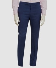  95 Calvin Klein Men's Blue Solid Slim-Fit Flat Front Dress Pants Size 40W 32L