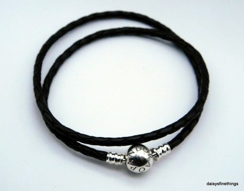 AUTHENTIC PANDORA BRACELET DOUBLE BRAIDED LEATHER BLACK #590745CBK