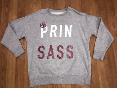GRAU MARL SWEATSHIRT M NÄCHSTER Pullover DRUCK SASS Baumwollmischung funkelnd