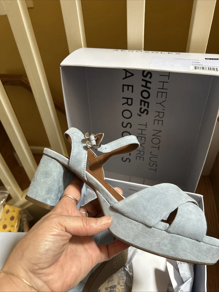 Salto feminino aerossóis câmara azul empoeirado tamanho 10 largura novo na caixa - Imagem 3 de 4