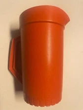 Vintage Orange Tupperware Pitcher w/ Push Button Lid #800-6