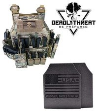 Urban Assault Camo 7 Tactical Vest Plate Carrier With Level III Armor Plates