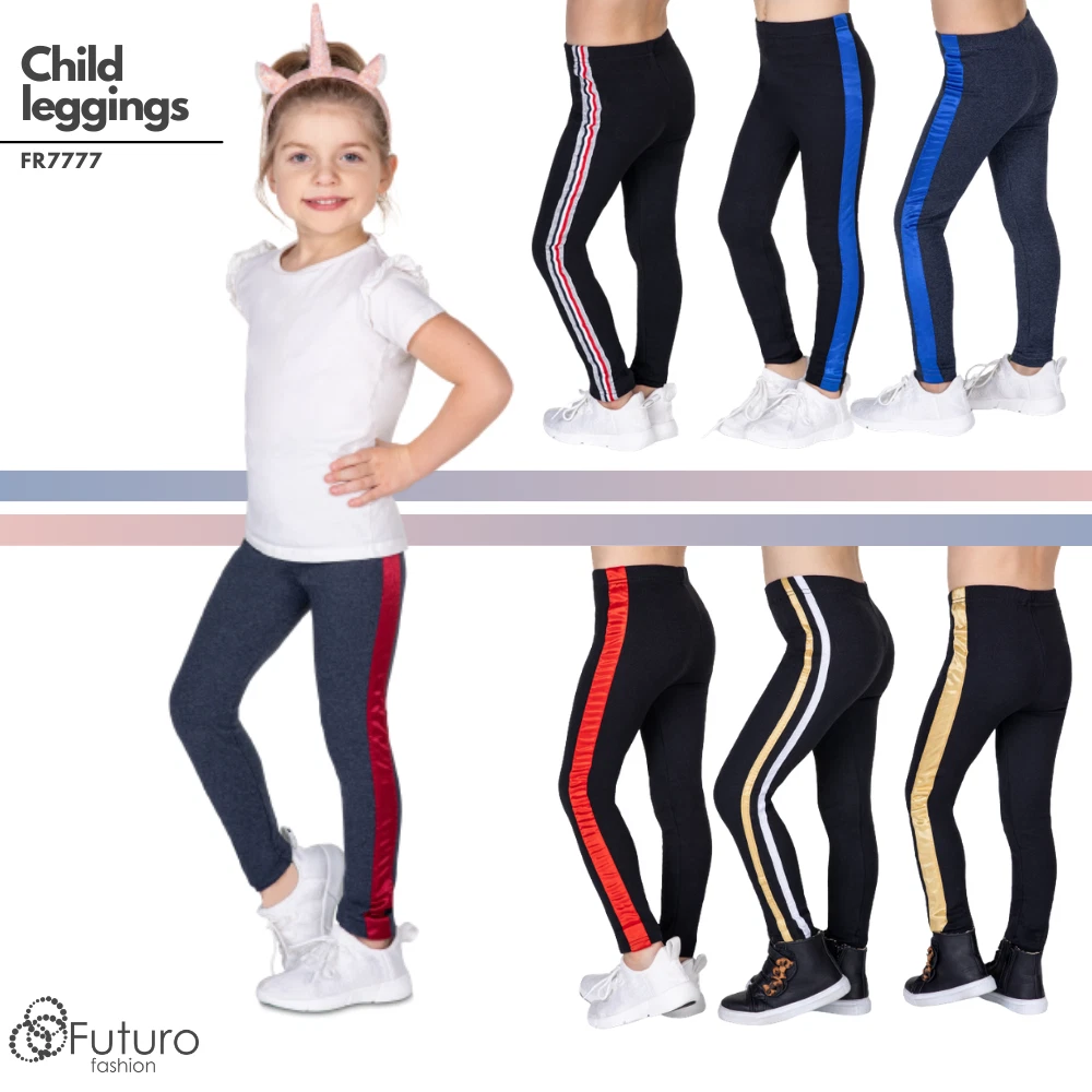 Girls Warm Thick Cotton Striped Leggings Kids Fleece Lined Elastic Pants  FR7777